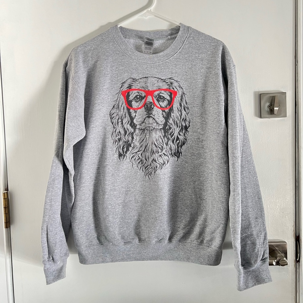 Cavalier King Charles Spaniel hipster glasses dog sweatshirt from Etsy, small